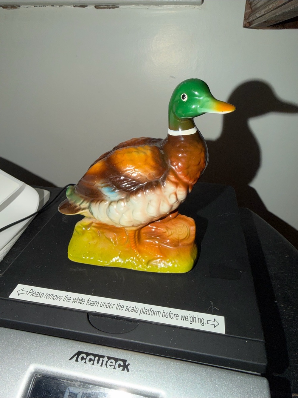 Ceramic Decorative Mallard Duck Figurine in Green and Brown